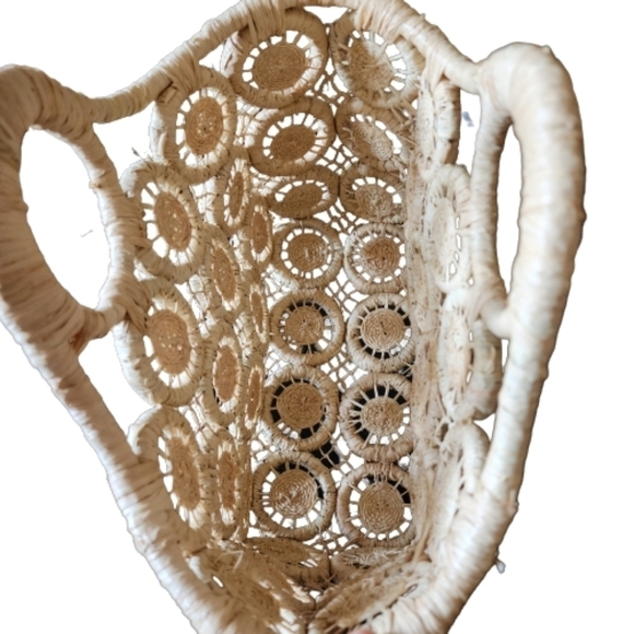 Handcrafted Wheel shaped raffia beach tote basket color cream - Picture 5 of 5